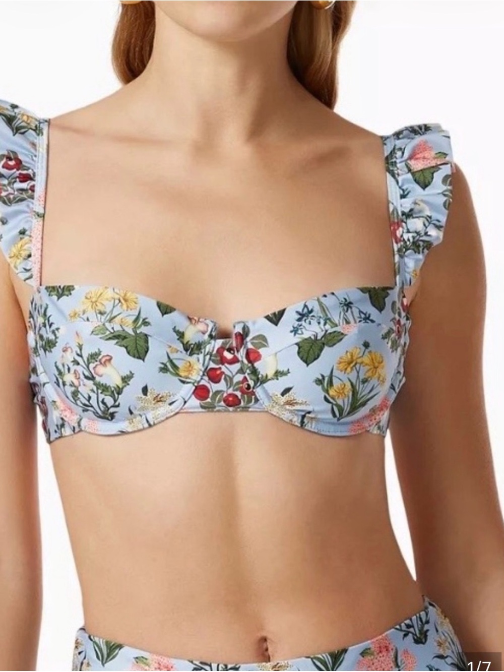 Agua Bendita Jengibre Magdalena Dia Blue Floral Bikini Top | Size S